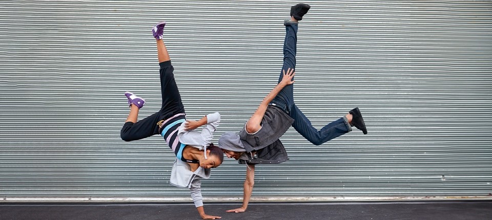 2 individuals flip upside down