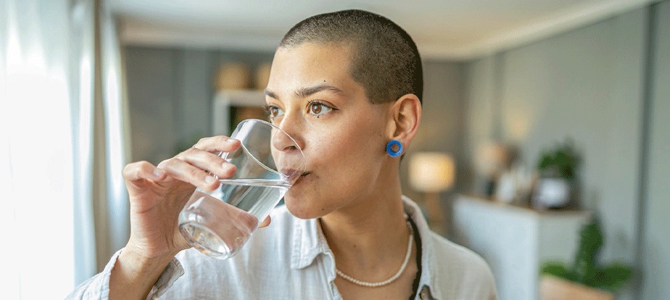 woman drinking water
